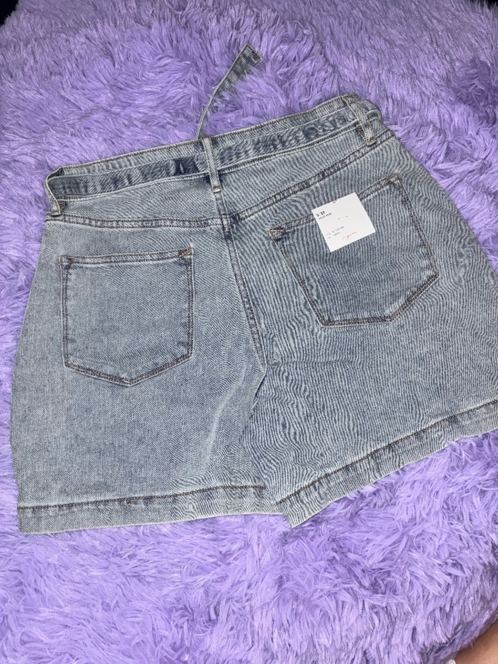 Vigoss High Rise Belted Denim Shorts Cuffed Blue Jean Shorts Size 5 27 NWT